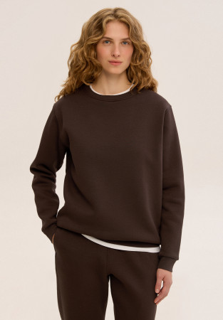 Chocolate torte (brown) color basic women three-thread insulated sweatshirt  Chocolate torte (brown) color basic women three-thread insulated sweatshirt